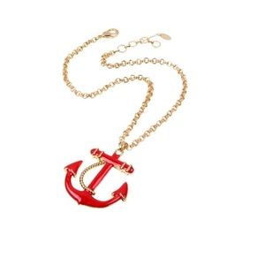 Red Anchor Pendant Necklace